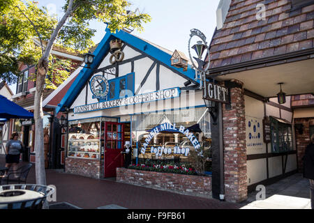 Dänische Mühle Kaffee Shop, Kopenhagen Drive, Solvang, Ynez Valley, Santa Barbara County, Kalifornien, USA. Stockfoto