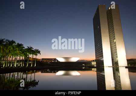 Brasilia, dem Kongress und der Kammer der Abgeordneten Stockfoto