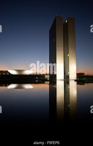 Brasilia, dem Kongress und der Kammer der Abgeordneten Stockfoto