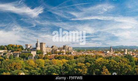 Weiten Panoramablick auf Altstadt und Papstpalast in Avignon Stockfoto