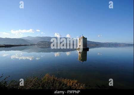 Italien, Toskana, Argentario, Orbetello, Lagune, alte Windmühle Stockfoto