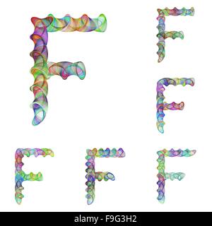 Bunte Ellipse Fraktale Schriftart - Buchstabe F Stock Vektor