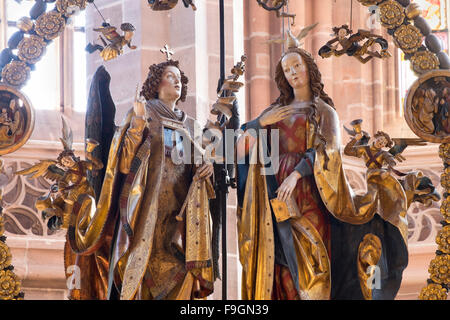 Engelsgruß, der Engel, von Veit Stoss, St.-Lorenz-Kirche, Nürnberg, Mittelfranken, Franken, Bayern, Gruß Stockfoto