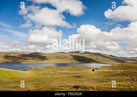 Sandwood Loch & spukt Schutzhütte im Norden von Schottland. Stockfoto