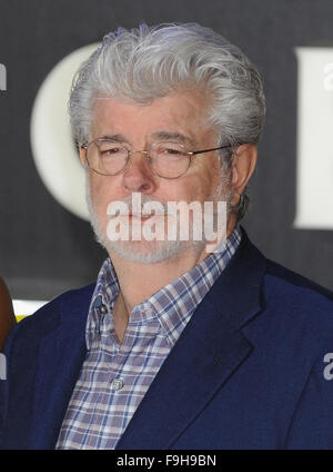 London, UK. 16. Dezember 2015. George Lucas besucht die Europäische Premiere von "Star Wars: das Erwachen der Macht auf dem Leciester Platz. Bildnachweis: Ferdaus Shamim/ZUMA Draht/Alamy Live-Nachrichten Stockfoto