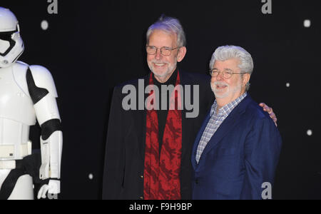 London, UK. 16. Dezember 2015. George Lucas besucht die Europäische Premiere von "Star Wars: das Erwachen der Macht auf dem Leciester Platz. Bildnachweis: Ferdaus Shamim/ZUMA Draht/Alamy Live-Nachrichten Stockfoto