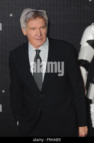 London, UK. 16. Dezember 2015. Harrison Ford besucht die Europäische Premiere von "Star Wars: das Erwachen der Macht auf dem Leciester Platz. Bildnachweis: Ferdaus Shamim/ZUMA Draht/Alamy Live-Nachrichten Stockfoto