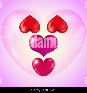 Reihe von großen roten Herzen Stock Vektor