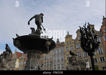 Neptunbrunnen am langen Markt (Dlugi Targ), Gdansk, Polen Stockfoto