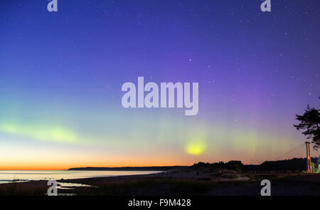 Seaside Aurora Borealis am frühen Abend Stockfoto