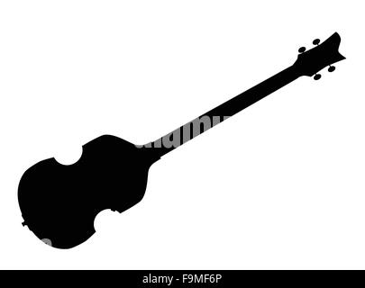 Eine typische Violine Stil elektrische Bassgitarre silhouette Stock Vektor