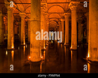 Die Basilika Zisterne, Istanbul, Marmara, Türkei. Stockfoto