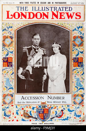 Die Illustrated London News Magazin für Dezember 1936 anlässlich der Thronbesteigung von König George VI nach der Abdankung seines Bruders König Edward VIII. Stockfoto