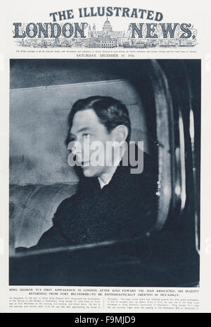Dezember 1936. Cover von The Illustrated London News Magazin zeigt den ersten Auftritt in der Öffentlichkeit von König George VI nach der Abdankung seines Bruders, König Edward VIII. Stockfoto