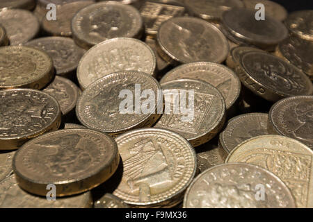 Ein Haufen von Pfund-Münzen Stockfoto