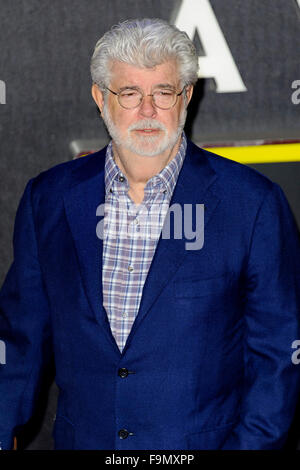 London, UK. 16. Dezember 2015. George Lucas besucht die Europäische Premiere von "Star Wars: das Erwachen der macht am Leicester Square am 16. Dezember 2015 in London/Picture Alliance Credit: Dpa picture-Alliance/Alamy Live News Stockfoto