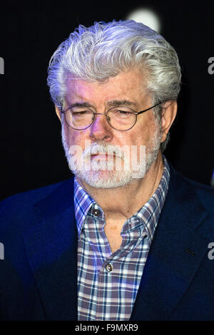 London, UK. 16. Dezember 2015. George Lucas besucht die Europäische Premiere von "Star Wars: das Erwachen der macht am Leicester Square am 16. Dezember 2015 in London/Picture Alliance Credit: Dpa picture-Alliance/Alamy Live News Stockfoto