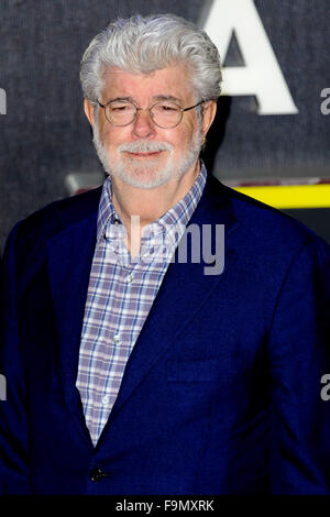 London, UK. 16. Dezember 2015. George Lucas besucht die Europäische Premiere von "Star Wars: das Erwachen der macht am Leicester Square am 16. Dezember 2015 in London/Picture Alliance Credit: Dpa picture-Alliance/Alamy Live News Stockfoto