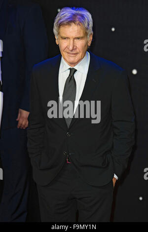 London, UK. 16. Dezember 2015. Harrison Ford besucht die Europäische Premiere von "Star Wars: das Erwachen der macht am Leicester Square am 16. Dezember 2015 in London/Picture Alliance Credit: Dpa picture-Alliance/Alamy Live News Stockfoto