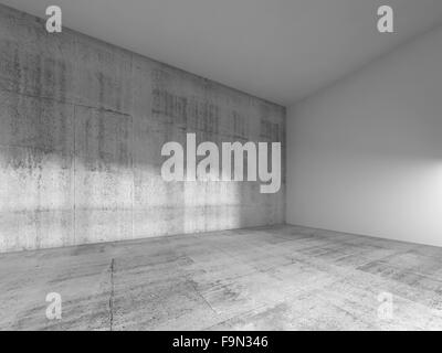 Abstrakte leeren Innenraum mit weiß gestrichenen Wand und Decke, Fußboden aus Beton. 3D Render-illustration Stockfoto