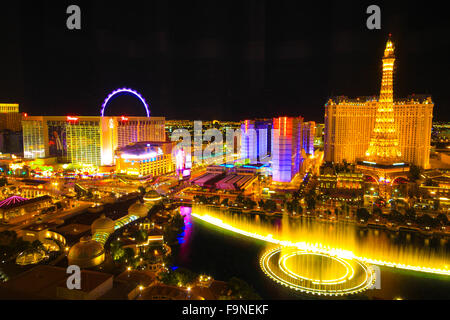 Die Luftaufnahme von Las Vegas Strip bei Nacht - eine Nische reisen Anziehungskraft der USA Stockfoto