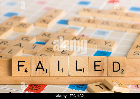 Scrabble - fehlgeschlagen Stockfoto