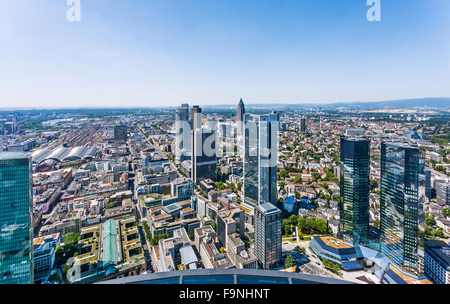 Deutschland, Hessen, Frankfurt am Main, aerial Blick auf Frankfurts Bankenviertel highrise Stockfoto