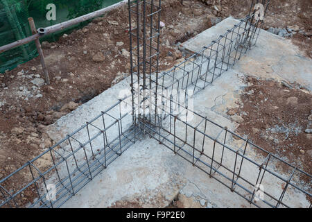 Stahldraht für Balken und Pfeiler auf Baustelle zu verstärken Stockfoto