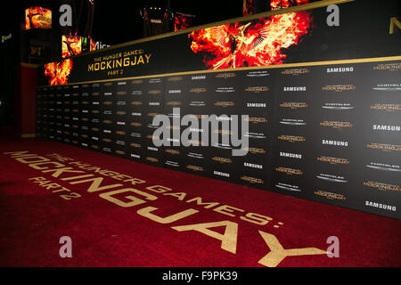 Prominenz besucht Premiere von Lionsgate "The Hunger Games: Mockingjay - Teil 2: Microsoft Theater.  Mitwirkende: Atmosphäre wo: Los Angeles, California, Vereinigte Staaten von Amerika bei: 17. November 2015 Stockfoto