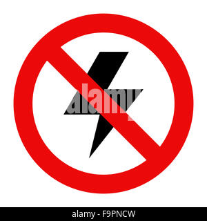 Kein Blitz-Symbol isoliert auf weißem Hintergrund Stockfoto