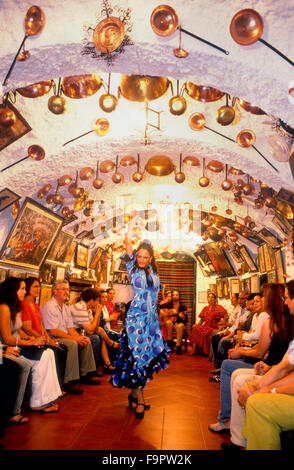 Flamenco-Tanz in Cueva Maria la Canastera.A Bar in einer Höhle im zigeunerischen Bezirk Sacramonte, Granada, Andalusien, Sp Stockfoto
