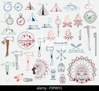 Überleben und camping-Vektor-Zeichen und Symbole Stock Vektor