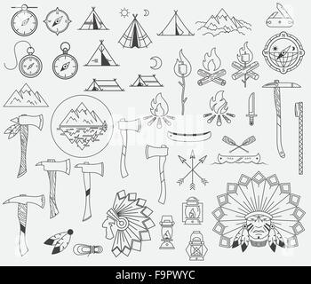 Überleben und camping-Vektor-Zeichen und Symbole Stock Vektor