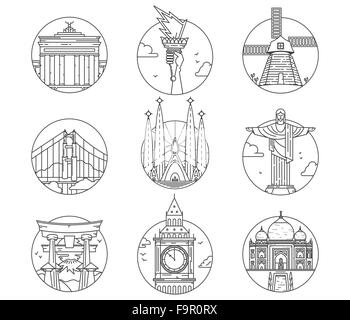 Welt-berühmten Vektor-Stadt-icons Stock Vektor