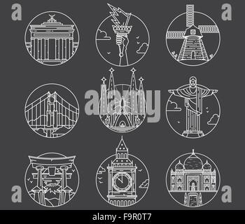Welt-berühmten Vektor-Stadt-icons Stock Vektor