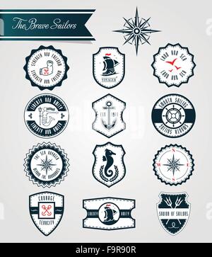 Meer inspirierte Satz von Abzeichen und Wappen eps10 Vektor-format Stock Vektor