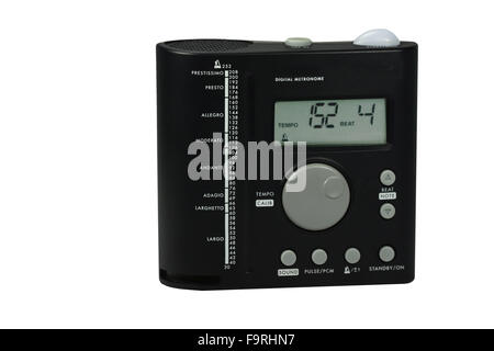 ein Metronom auf weißem Hintergrund Stockfoto