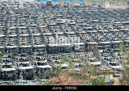 Tianjin Explosion Nachwirkungen, Sprenganlage. Foto Jayne Russell 17. August 2015 17.08.15 Stockfoto