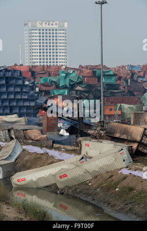 Tianjin Explosion Nachwirkungen, Sprenganlage. Foto Jayne Russell 17. August 2015 17.08.15 Stockfoto