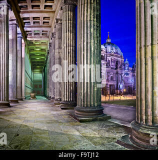 Altes Museum und Berliner Dom in der Nacht, Deutschland Stockfoto
