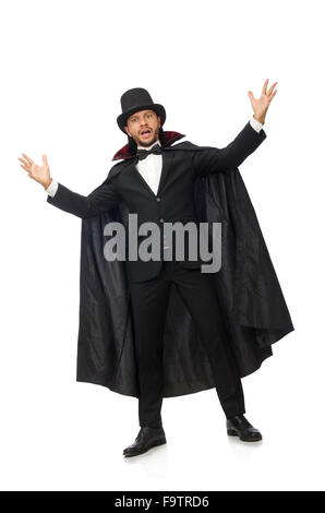 Mensch Magier isoliert auf weiss Stockfoto