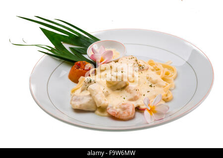 Marinara Pasta - Fetucchini und Meeresfrüchte Stockfoto