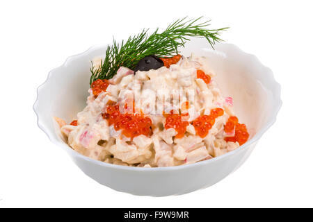 Meeresfrüchte-Salat mit rotem Kaviar Stockfoto