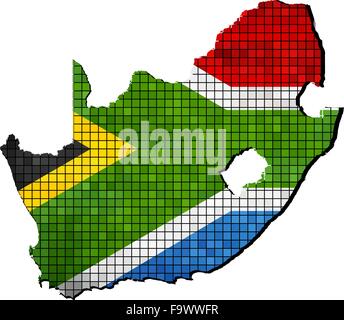 Südafrika Karte mit Flagge im Inneren Stock Vektor