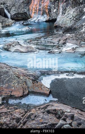 Fee-Pools im Winter in der Isle Of Skye in Schottland. Stockfoto