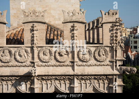 Blick auf La Lonja De La Seda aus Träger Dels Cordellats, Valencia, Spanien. Stockfoto