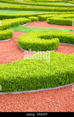 Französischer Garten mit dekorativen Labyrinth Formschnitt an Schloss Rundale, Lettland Stockfoto