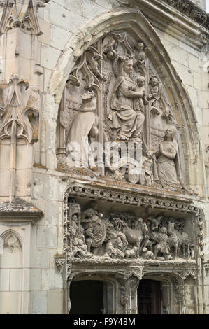 Steinbildhauen auf die Kapelle von Saint-Hubert in Château d'Amboise, Amboise, Val de Loire, Indre-et-Loire, Frankreich Stockfoto