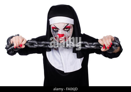 Beängstigend Nonne in Halloween-Konzept Stockfoto