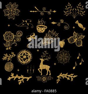 Satz von Verschiedenes goldene Design-Elemente Stockfoto